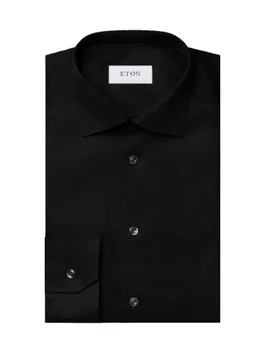Eton Men's Slim-Fit Twill Dress Shirt - Black | Thumbnail 1 Eton Men's Slim-Fit Twill Dress Shirt - Black | Thumbnail 1