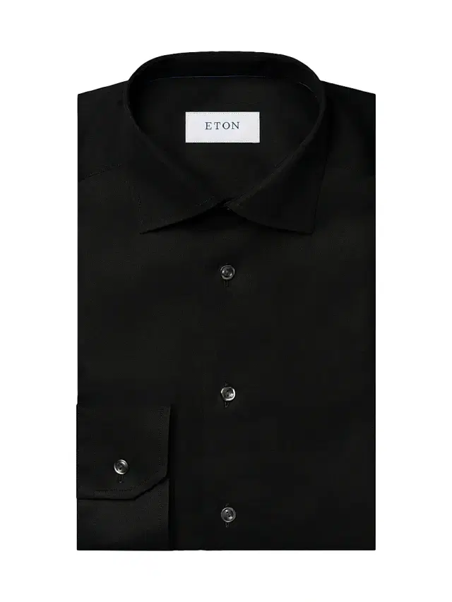 Men's Slim-Fit Twill Dress Shirt - Black