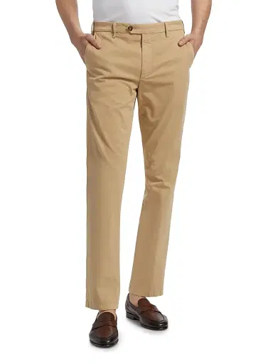 Canali Men's Chino Stretch-Cotton Pants - Tan | Thumbnail 3