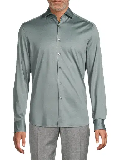 Canali Men's Jersey Sport Shirt - Green - Size XXL | Thumbnail 3 Canali Men's Jersey Sport Shirt - Green - Size XXL | Thumbnail 3