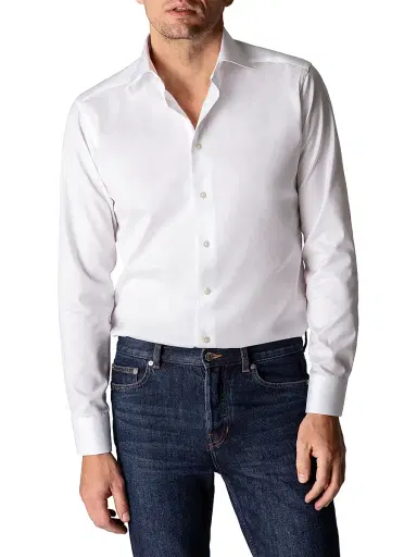Eton Men's Contemporary-Fit Twill Dress Shirt - White - Size 15 | Thumbnail 2 Eton Men's Contemporary-Fit Twill Dress Shirt - White - Size 15 | Thumbnail 2
