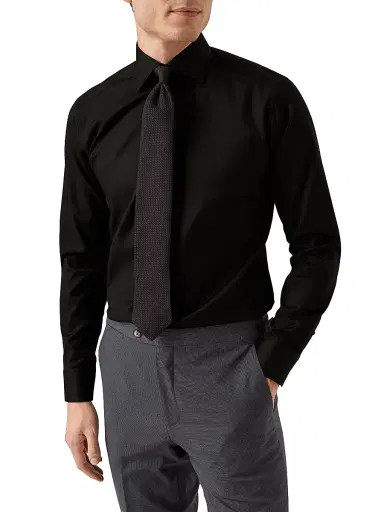 Eton Men's Contemporary-Fit Twill Dress Shirt - Black | Thumbnail 3 Eton Men's Contemporary-Fit Twill Dress Shirt - Black | Thumbnail 3