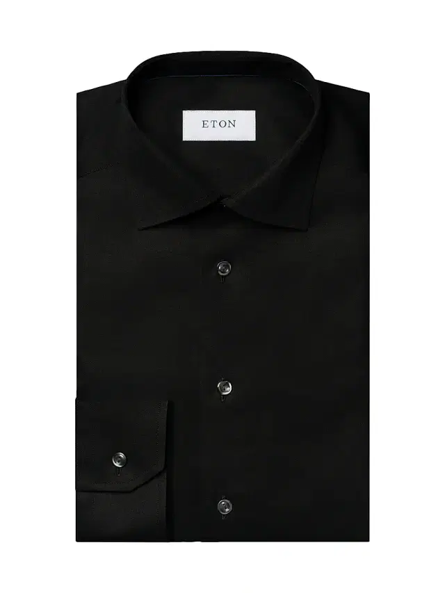 Men's Contemporary-Fit Twill Dress Shirt - Black