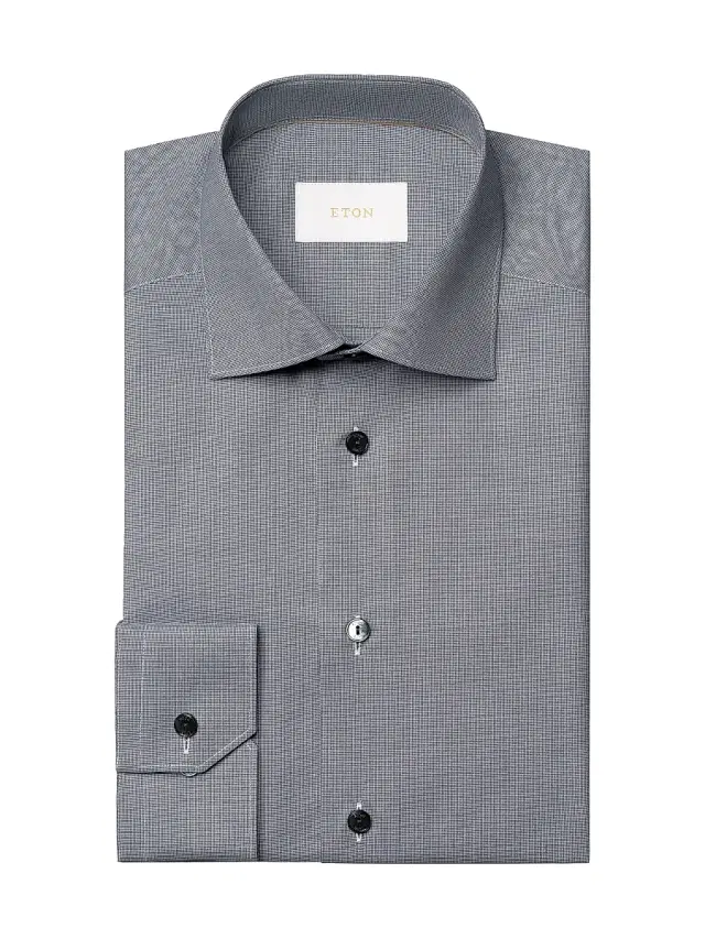 Eton Men's Contemporary-Fit Textured Cotton Piqué Shirt - Blue
