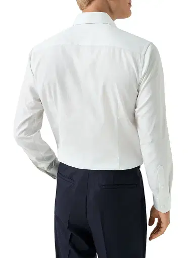 Eton Men's Contemporary-Fit Textured Elevated Piqué Shirt - White - Size 17.5 | Thumbnail 4