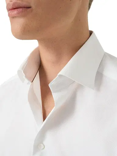 Eton Men's Contemporary-Fit Textured Elevated Piqué Shirt - White - Size 17.5 | Thumbnail 5