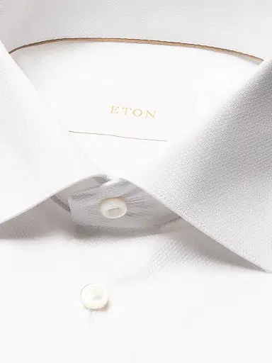 Eton Men's Contemporary-Fit Textured Elevated Piqué Shirt - White - Size 17.5 | Thumbnail 7
