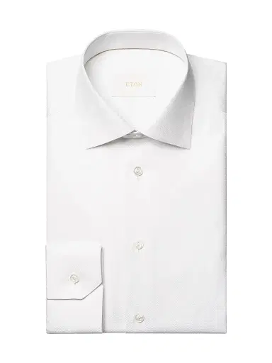 Eton Men's Contemporary-Fit Textured Elevated Piqué Shirt - White - Size 17.5 | Thumbnail 1