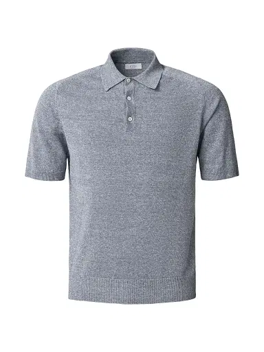 Eton Men's Linen-Cotton Woven Polo Shirt - Blue - Size XL | Thumbnail 1