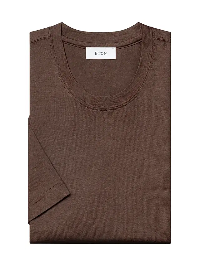 Men's Cotton-Silk Crewneck T-Shirt - Brown