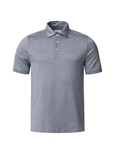 Eton Men's Jaquard Filo Di Scozia Polo Shirt - Blue | Thumbnail 1 Eton Men's Jaquard Filo Di Scozia Polo Shirt - Blue | Thumbnail 1