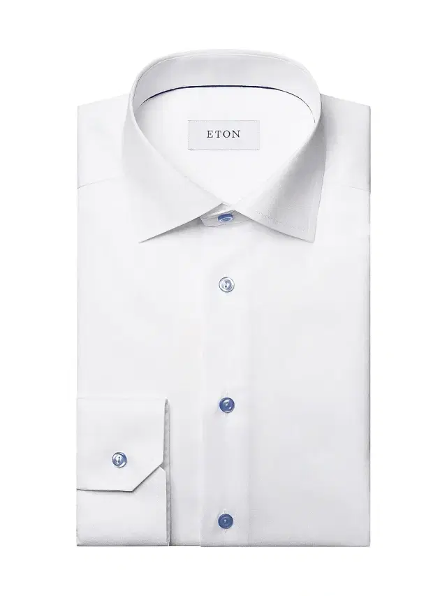 Men's Cotton-Twill Contemporary-Fit Dress Shirt - White Blue