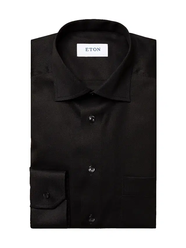 Men's Classic-Fit Cotton Twill Shirt - Black