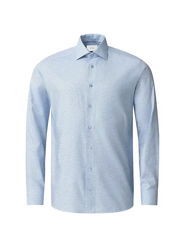 Men's Slim-Fit Semi Solid Button-Front Shirt - Blue