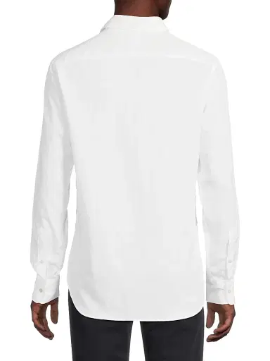 Canali Men's Solid Herringbone Woven Cotton Shirt | Thumbnail 5 Canali Men's Solid Herringbone Woven Cotton Shirt | Thumbnail 5
