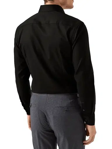 Eton Men's Cotton-Twill Slim-Fit Dress Shirt - Black | Thumbnail 4 Eton Men's Cotton-Twill Slim-Fit Dress Shirt - Black | Thumbnail 4