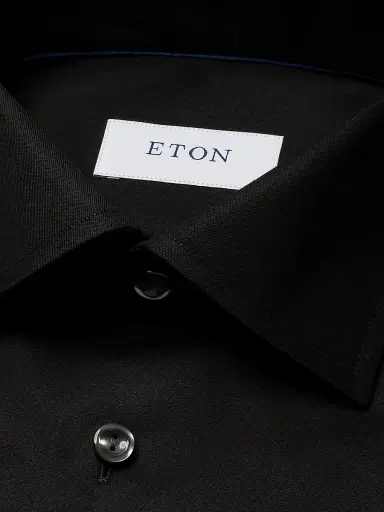 Eton Men's Cotton-Twill Slim-Fit Dress Shirt - Black | Thumbnail 5 Eton Men's Cotton-Twill Slim-Fit Dress Shirt - Black | Thumbnail 5