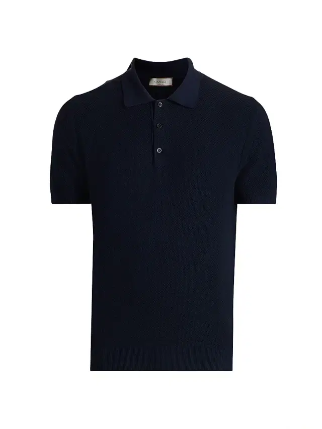 Canali Men's Piqué-Stitch Cotton Polo Shirt - Navy
