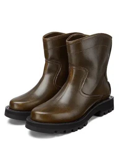 Ganni Women's Studs Crinkle Faux-Leather Ankle Boots - Dark Olive - Size 11 | Thumbnail 2 Ganni Women's Studs Crinkle Faux-Leather Ankle Boots - Dark Olive - Size 11 | Thumbnail 2