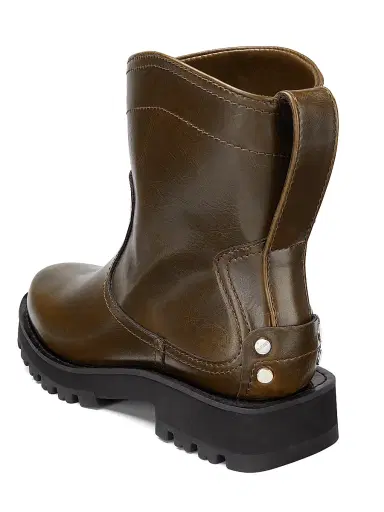 Ganni Women's Studs Crinkle Faux-Leather Ankle Boots | Thumbnail 3