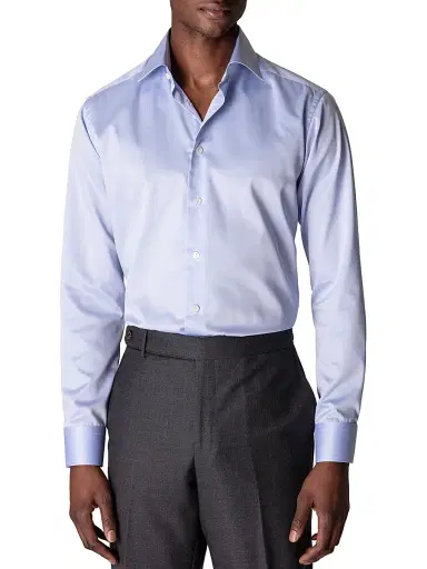 Eton Men's Cotton-Twill Contemporary-Fit Dress Shirt - Blue | Thumbnail 3