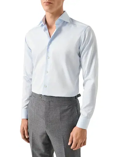 Eton Men's Contemporary-Fit Elevated Twill Dress Shirt - Blue - Size 18 | Thumbnail 3 Eton Men's Contemporary-Fit Elevated Twill Dress Shirt - Blue - Size 18 | Thumbnail 3
