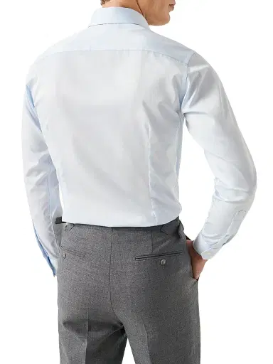 Eton Men's Contemporary-Fit Elevated Twill Dress Shirt - Blue - Size 18 | Thumbnail 4 Eton Men's Contemporary-Fit Elevated Twill Dress Shirt - Blue - Size 18 | Thumbnail 4