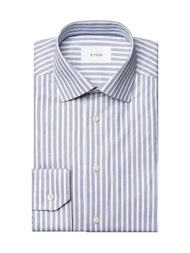 Eton Men's Slim-Fit Striped Twill Shirt - Blue - Size 17.5 | Thumbnail 1 Eton Men's Slim-Fit Striped Twill Shirt - Blue - Size 17.5 | Thumbnail 1