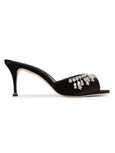Manolo Blahnik Women's Tulimu Crystal-Embellished Mules - Black | Thumbnail 1 Manolo Blahnik Women's Tulimu Crystal-Embellished Mules - Black | Thumbnail 1