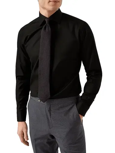 Eton Men's Cotton-Twill Contemporary-Fit Dress Shirt - Black | Thumbnail 3 Eton Men's Cotton-Twill Contemporary-Fit Dress Shirt - Black | Thumbnail 3