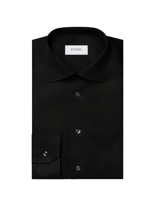 Men's Cotton-Twill Contemporary-Fit Dress Shirt - Black