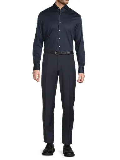 Canali Men's Jersey Sport Shirt - Dark Blue | Thumbnail 2 Canali Men's Jersey Sport Shirt - Dark Blue | Thumbnail 2
