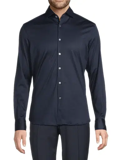 Canali Men's Jersey Sport Shirt - Dark Blue | Thumbnail 3 Canali Men's Jersey Sport Shirt - Dark Blue | Thumbnail 3