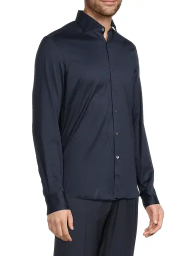 Canali Men's Jersey Sport Shirt - Dark Blue | Thumbnail 4 Canali Men's Jersey Sport Shirt - Dark Blue | Thumbnail 4
