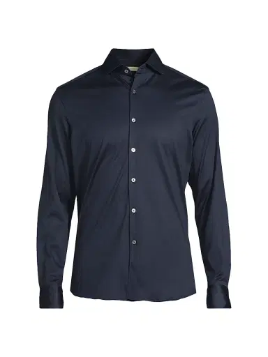 Canali Men's Jersey Sport Shirt - Dark Blue | Thumbnail 1 Canali Men's Jersey Sport Shirt - Dark Blue | Thumbnail 1