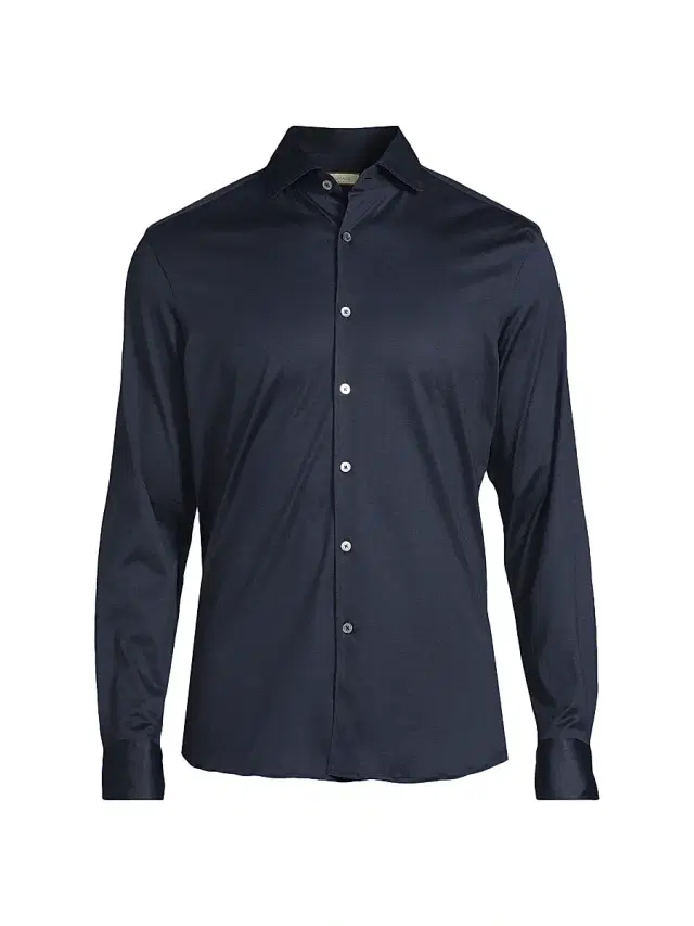 Canali Men's Jersey Sport Shirt - Dark Blue