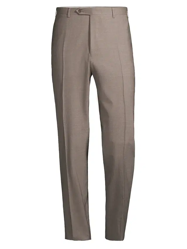 Canali Men's Stretch Wool Trousers - Light Brown