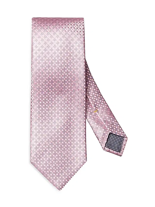 Men's Micro-Geometric Silk Tie - Pink