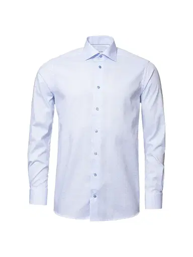 Eton Men's Contemporary-Fit Textured Solid Shirt - Blue - Size 18.5 | Thumbnail 2