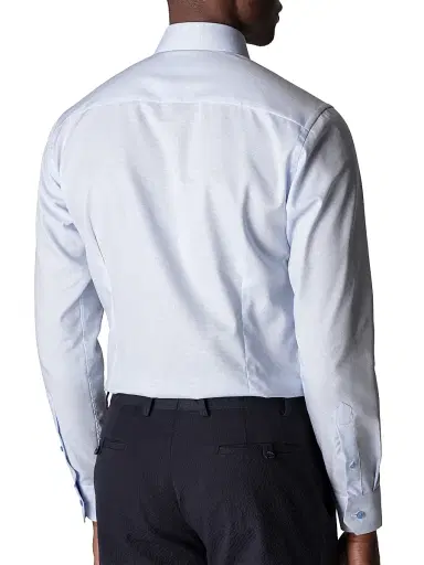 Eton Men's Contemporary-Fit Textured Solid Shirt - Blue - Size 18.5 | Thumbnail 4