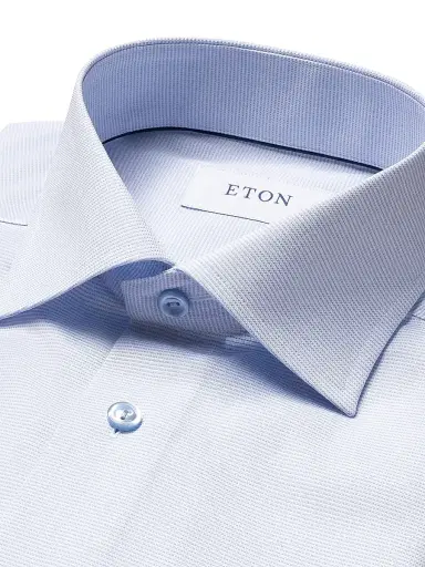 Eton Men's Contemporary-Fit Textured Solid Shirt - Blue - Size 18.5 | Thumbnail 5