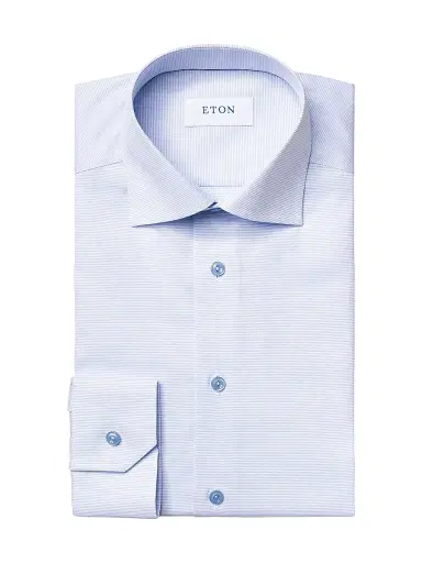 Eton Men's Contemporary-Fit Textured Solid Shirt - Blue - Size 18.5 | Thumbnail 1