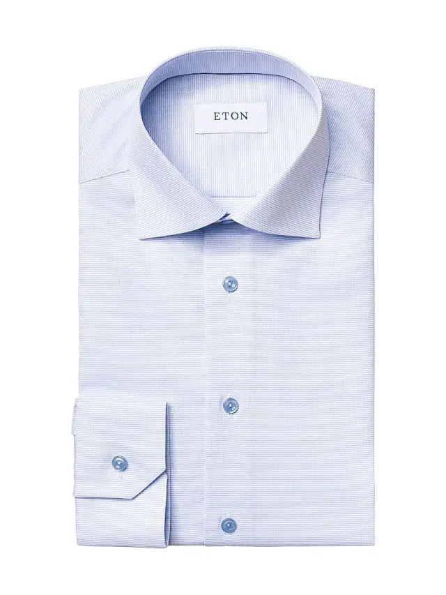 Eton Men's Contemporary-Fit Textured Solid Shirt - Blue