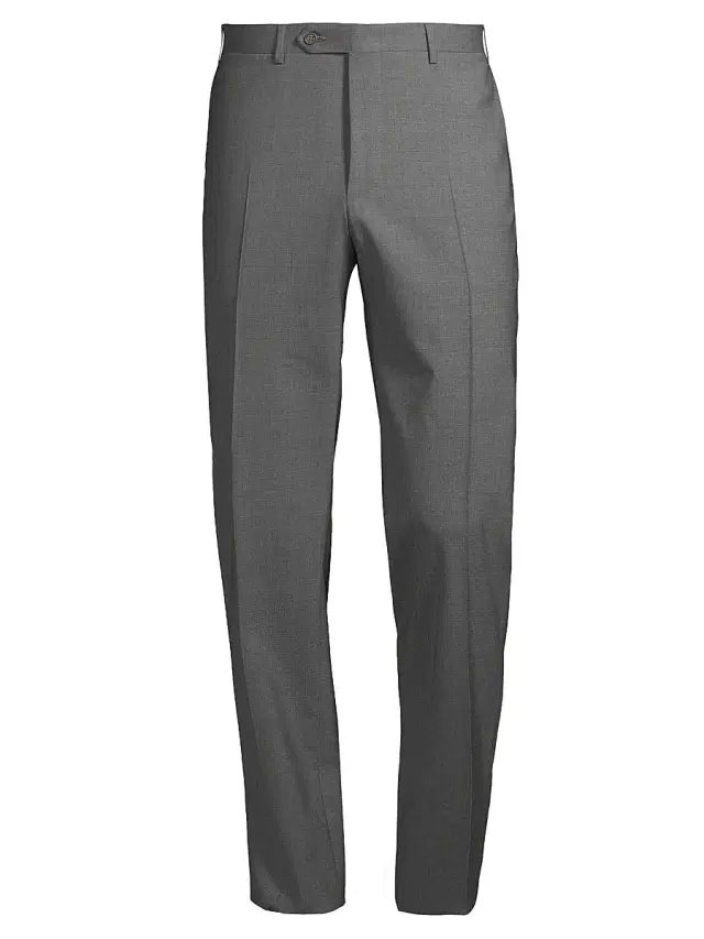 Canali Men's Stretch Wool Trousers - Grey