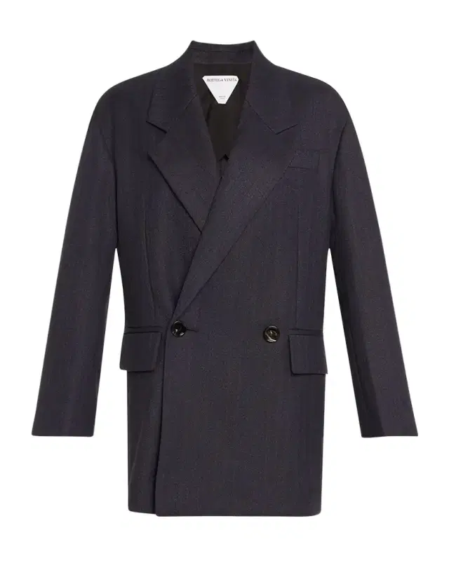 Subtle Stripe Double-Breasted Wool Jacket