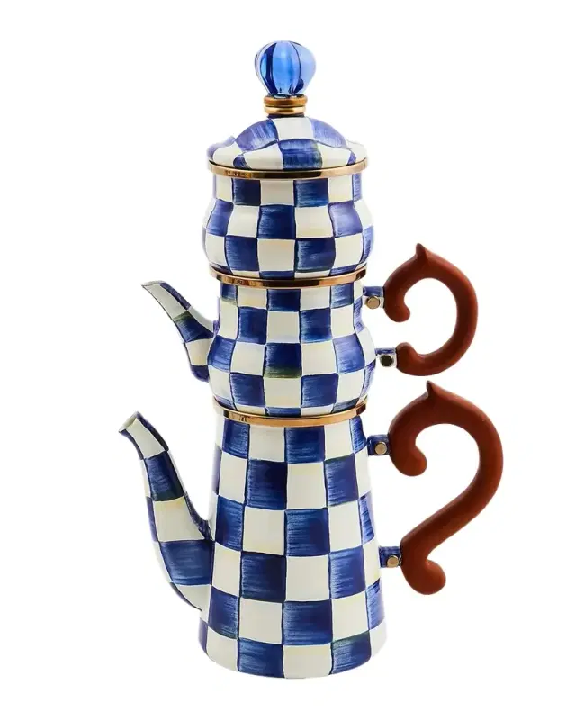 MacKenzie-Childs Royal Check Stackable Coffee Set