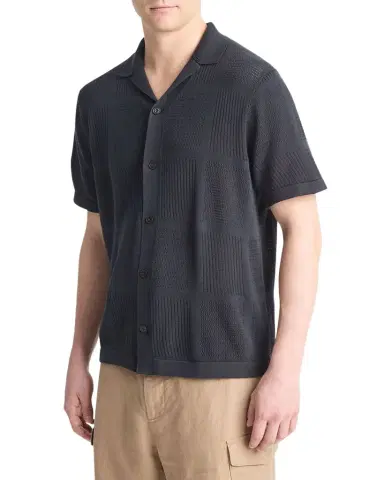 Vince Men's Patchwork Pointelle Camp Shirt | Thumbnail 1