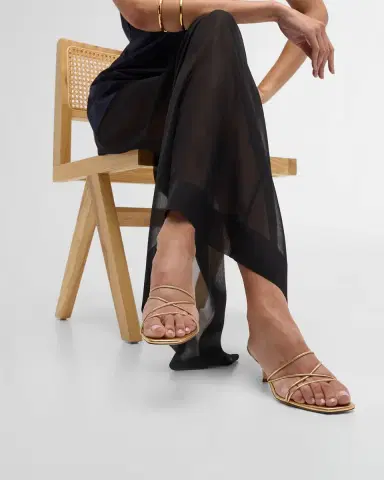 Manolo Blahnik Strappy Metallic Leather Slide Sandals | Thumbnail 2 Manolo Blahnik Strappy Metallic Leather Slide Sandals | Thumbnail 2