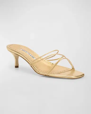 Manolo Blahnik Strappy Metallic Leather Slide Sandals | Thumbnail 3 Manolo Blahnik Strappy Metallic Leather Slide Sandals | Thumbnail 3