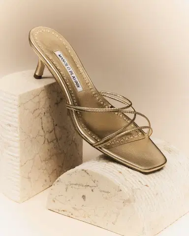 Manolo Blahnik Strappy Metallic Leather Slide Sandals | Thumbnail 5 Manolo Blahnik Strappy Metallic Leather Slide Sandals | Thumbnail 5